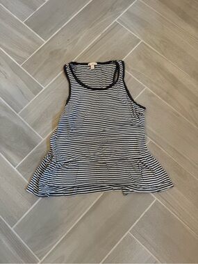 GAP Black and White Striped Peplum Tank
